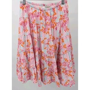 LL Bean Girls Cotton Floral Skirt Size 12 Youth Boho Spring Summer Peasant